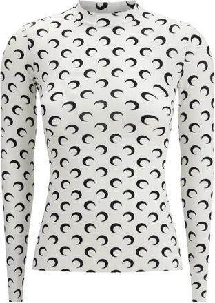 Marine Serre Tops, Dames, Wit, S, The Moon Long-Sleeved Top