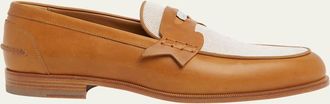 Christian Louboutin Mens Granariso Leather and Canvas Penny Loafers
