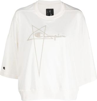 Rick Owens Cropped T-shirt - Dames - T-shirts - Beige - S - Katoen - Tops