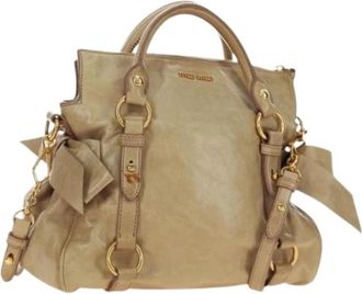 Miu Miu Pre-owned Hand Bag - Dames - Vintage Handtas - Beige - ONE Size - Leer - Vintage