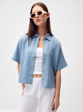 Twik Womens Loose linen blend shirt