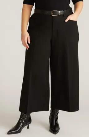 Universal Standard Wide Leg Ponte Crop Pants in Black at Nordstrom, Size X-Large