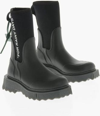 Off-white Wellington Ankle Boots in PVC with 5cm Sponge-Effect Sole size 42