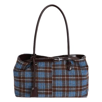 Generic Kexpery Womens Checkered Wool Crossbody Bag Versatile Shoulder Bag for Travel Shopping and Daily Use