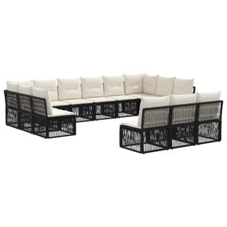 vidaXL Conjunto De Sof&aacute;s De Jard&iacute;n 13 Pcs Negro Rat&aacute;n Sint&eacute;tico Vidaxl