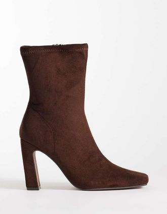 River Island Stivaletti elasticizzati marrone scuro con tacco