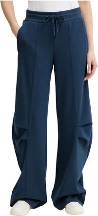 Patrizia Pepe Oversized Fleece Track Pants - Dames - Sweatpants - Blauw - M - Polyester - Broeken