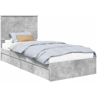 vidaXL Letto con Contenitore con testiera Grigio cemento 90 x 200 cm vidaXL