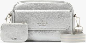 Kate Spade New York Womens Rosie Metallic Leather Small Flap Camera Bag - Silver - One Size