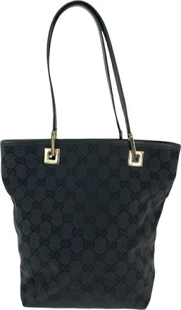 Gucci Black Gg Canvas Tote Shoulder Bag (Authentic Pre-Loved)
