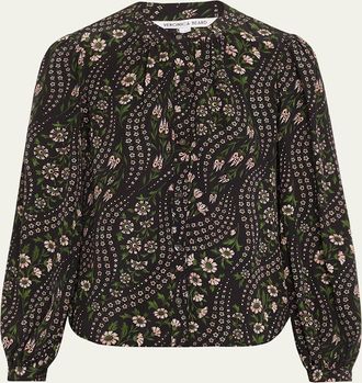 Veronica Beard Ashlynn Floral-Print Silk Top