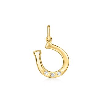 RS Pure by Ross-Simons Diamond Horseshoe Charm in 14kt Yellow Gold