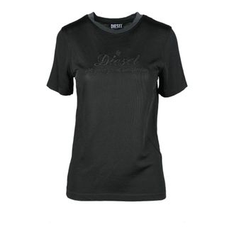 Diesel T-Shirts, female, Black, Size: XS Casual Viscose Cotton T-shirt