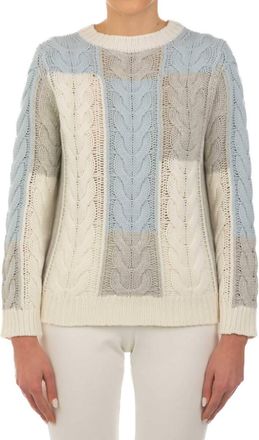 Le Tricot Perugia Giro Collo Sweater In Offwhite+Grey+Sky