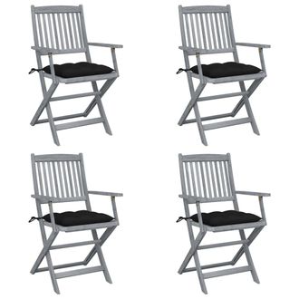 vidaXL Sillas De Jard&iacute;n Plegables 4 Uds Cojines Madera Maciza Acacia Vidaxl
