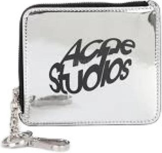 Acne Studios Zilveren leren schoudertas - Heren - Portefeuilles - Grijs - ONE Size - Polyester - Accessoires