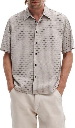 Rag & Bone Dalton Jacquard Short Sleeve Button-Up Shirt in Pale Taupe Valentine Stripe at Nordstrom, Size Xx-Large