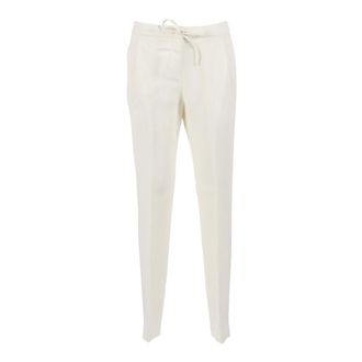 Fabiana Filippi Tapered Trousers, female, White, Size: M Pantalone Jogging con Pinces in Fluido Lino Viscosa