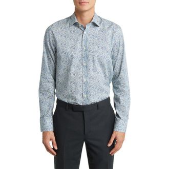 Jack Victor Grayland Floral Dress Shirt in Navy at Nordstrom Rack, Size Large