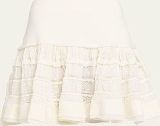 Alaia Crinoline Pointelle Ruffle Mini Skirt