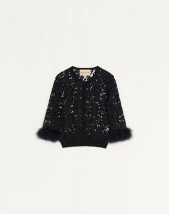 Valentino Lace and Cotton Cardigan Wo