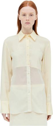 Sportmax Overhemden, Dames, Geel, S, Tule, Tule Dubbellaagse Shirt