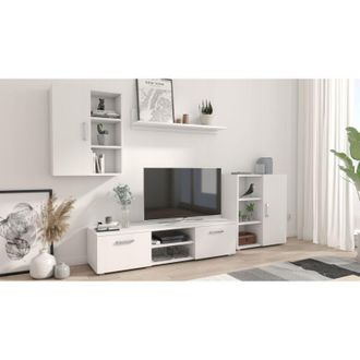 OEM Set Di Mobili Da Parete Bianchi Ikar Per Il Soggiorno, Cassettiera Porta Tv, Mobile Pensile