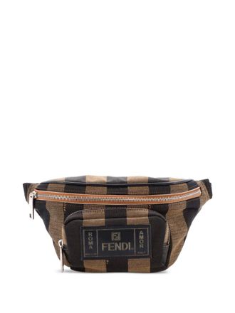 Fendi Front Pocket Waist Bag Pequin Canvas belt bag - Marrone