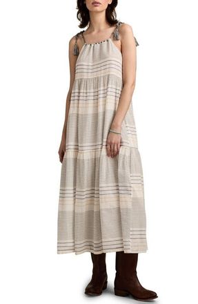 Lucky Brand Stripe Tiered Maxi Sundress in Blue Stripe at Nordstrom, Size Small