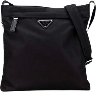 Prada Pre-owned Cross Body Bags, female, Black, Size: ONE SIZE Pre-owned Nylon Cross Body Bag