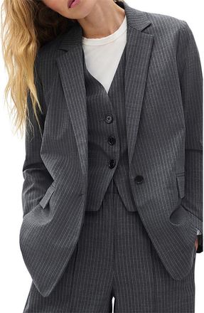 Rag & Bone Jennifer Wool Blend Pinstripe Blazer & Vest Set in Gresp at Nordstrom, Size 16