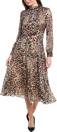 Elie Tahari Gathered Cutout Silk-Blend Midi Dress