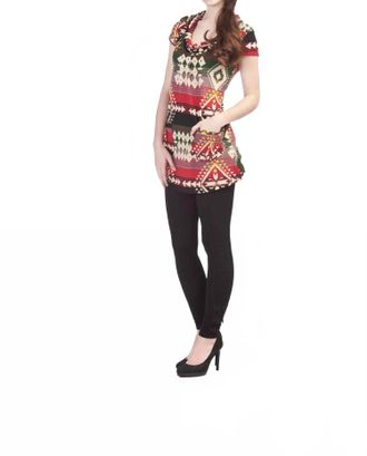 Papillon Southwest Cowl Neck Pocket Dress In Wine Multi