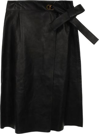 Dior Gonna midi in pelle con fibbia a D anni 2010 - Nero