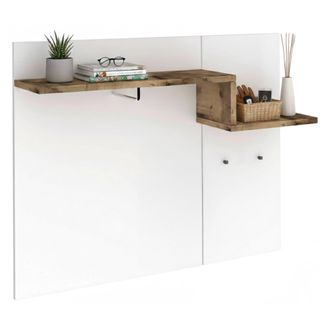 Dmora Perchero Horizontal, Made In Italy, Con Ganchos Y Tubo Para Perchas, Mueble De Entrada, 120x30h100 Cm, Color Blanco Brillante Y Arce, Con Embalaje Ref