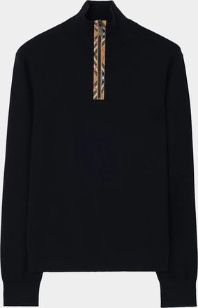 Burberry Men & apos;s Cameron Check-Trim Wool Half-Zip Sweater