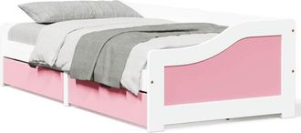 vidaXL Div&aacute;n Con 2 Cajones Sin Colch&oacute;n Irun Blanco&rosa 90x200 Cm Vidaxl