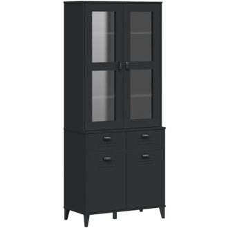 vidaXL Aparador Alto Viken Madera Maciza De Pino Negro 80x40x190 Cm Vidaxl
