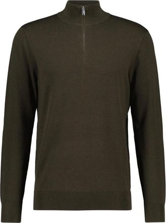 Profuomo Pullover met halve rits - Heren - Truien - Groen - Maat: M Katoen