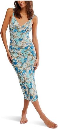 Free People Long Live Printed Mesh Sl Womens Clothing Blue Combo : LG, Elastane/Nylon