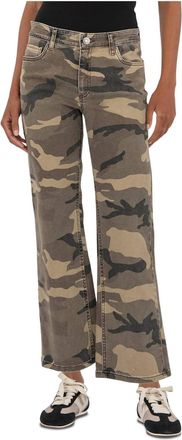 Kut from the Kloth Kelsey High Rise Ankle Flare Jeans In Olive Camo
