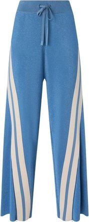 Pinko Tormenta Broeken - Dames - Wijde Broeken - Blauw - S - Nylon - Broeken