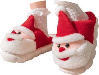 Generic Christmas Slippers for Women Men Funny Santa Claus Slipper Warm Winter Cosy Home Cute Lightweight Cozy Plush Christmas Slipper Warm Slip-On Novelty Ho