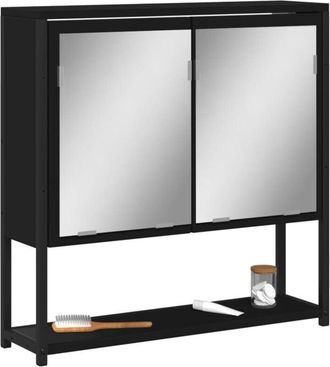 vidaXL Mobile da Bagno con Specchio Nero 60x16x60 cm Legno Multistrato - Vidaxl