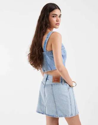 Levi's Icon - Gonna azzurra con cuciture a vista-Blu