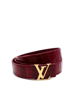 Louis Vuitton Fuchsia Crocodile Heritage Belt with Gold Hardware