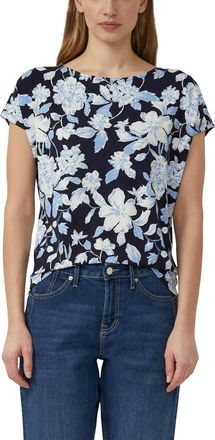 s.Oliver Kurzarmshirt S.OLIVER, Damen, Gr. 36, navy aop, Jersey, Obermaterial: 95% Viskose, 5% Elasthan, gemustert, normal h&uuml;ftbedeckend, Rundhals, abgesteppte