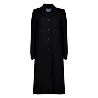 Prada Abrigo de Lana de Solapa Simple - Coats - Mujer - Negro - S