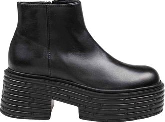 AGL Lignes Ankle Boot In Black Leather