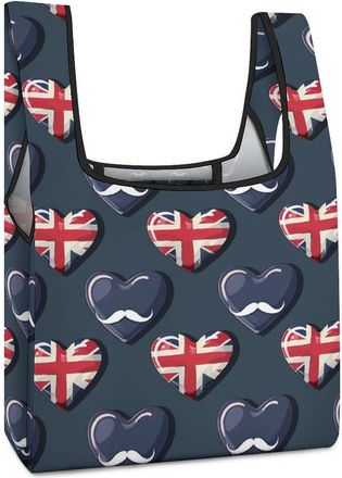 Generic British Flag UK Flag Union Jack Shopping Bag Reusable Grocery Tote Bag Foldable Handbag for Travel Picnic